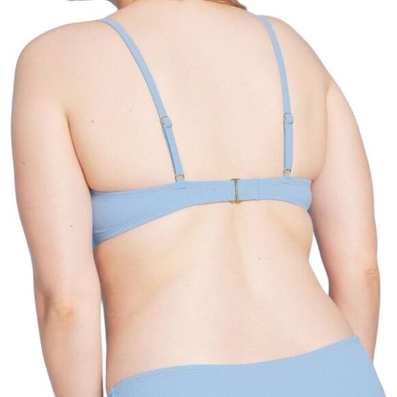 NEW Shade & Shore Ribbed Underwire Bikini Light Blue Top 32B - Picture 2 of 7